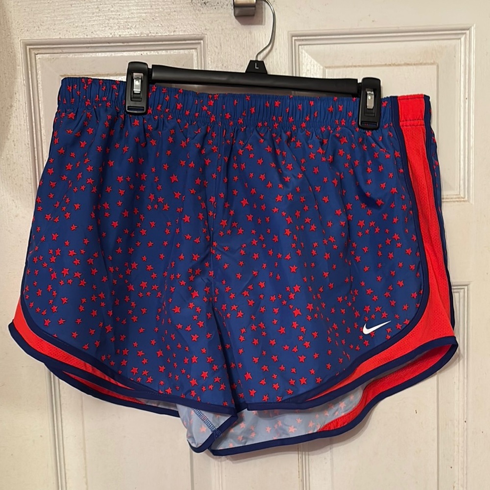 Nike Blue and Red Athletic Shorts with Built-in Liner